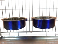 Ellie-Bo Pair of Large Dog Bowls For Crates, Cages or Pens in Blue